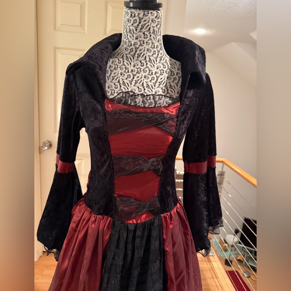 Vampire Queen M Halloween Dress Costume Black and Red Gown - Picture 4 of 13